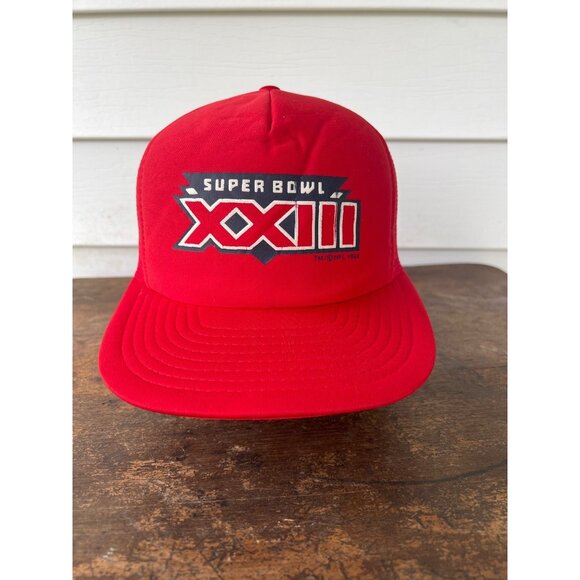Vintage Super Bowl XXIII Red Snapback Trucker Hat With Mesh Back G3 - Picture 1 of 6